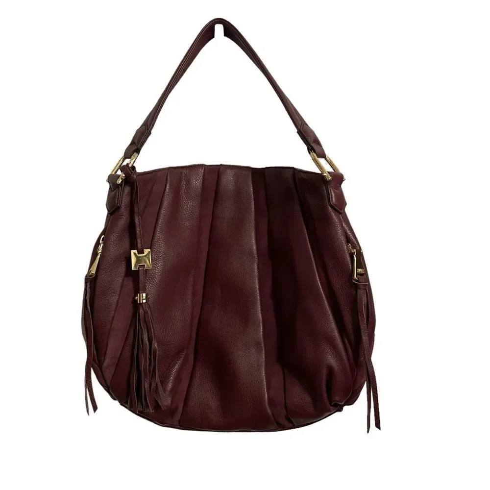 Aimee Kestenberg Tuscany Burgendy Pebble Leather Hobo Bag
